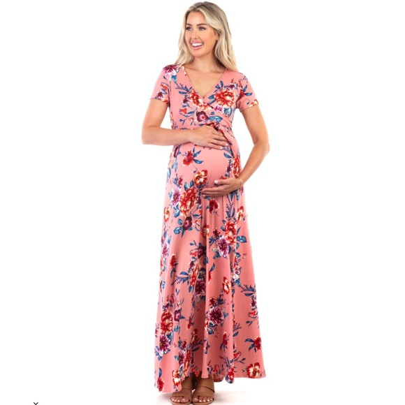 NWT Floral Mauve Maternity and Nursing Dress - Picture 1 of 5